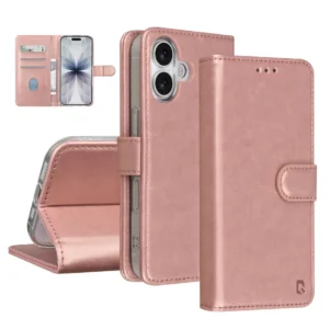 TUNIQ iPhone 17 Book Case Pasjeshouder voor 3 pasjes Magneetsluiting Rose Gold